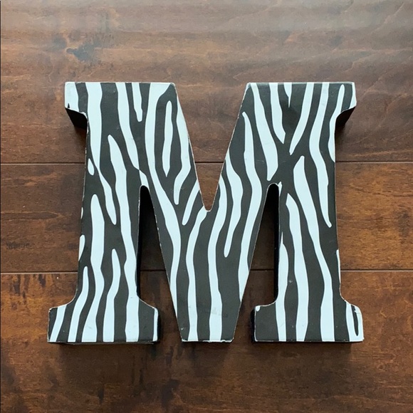 Zebra Print Standing “M” Letter - Picture 1 of 5